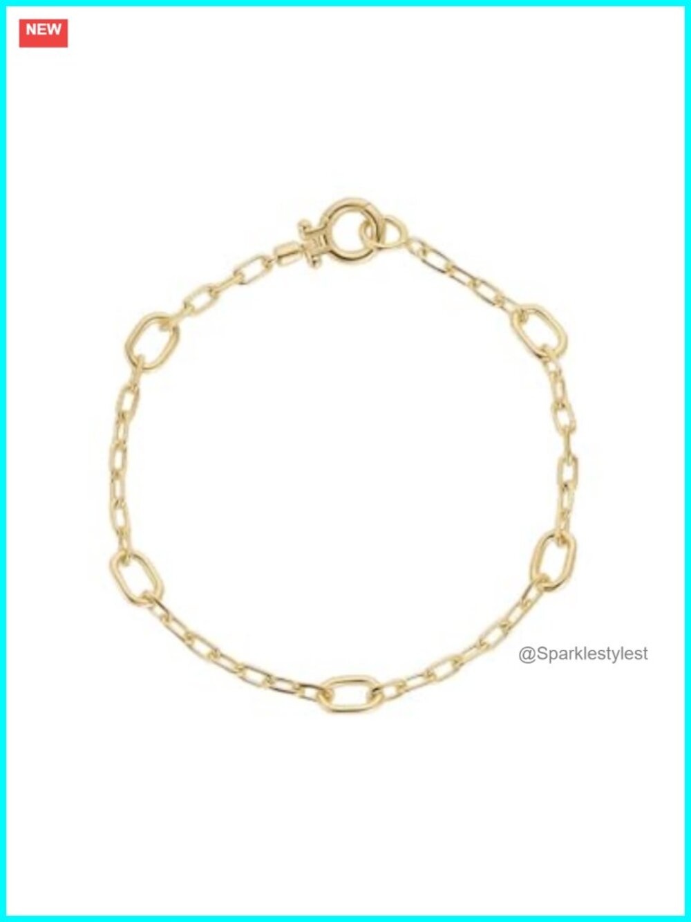 18k Gold Plated Parker Charm Link Bracelet with Hinge Closure